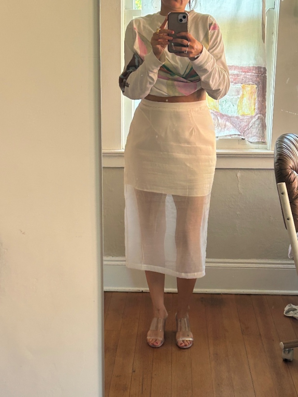 Sheer mid skirt